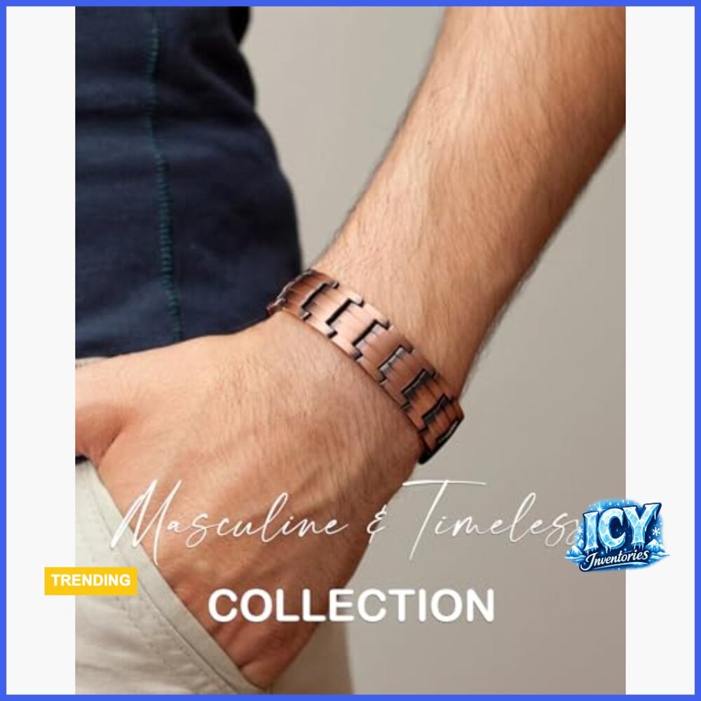 Solid Copper Magnetic Bracelet With Double-Row St… - image 3